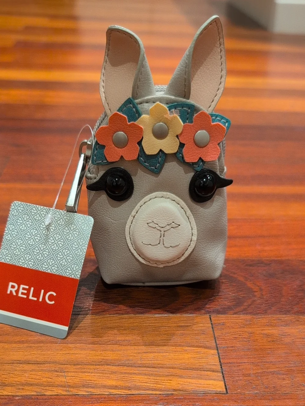 Relic Gray Llama Coin Purse with Colorful Flower Crown Alpaca